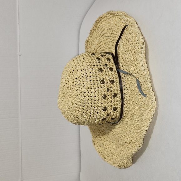 Chico's Crochet Open Weave Adjustable Wide Brim Boho Beach Hippie Summer Hat - Picture 3 of 12